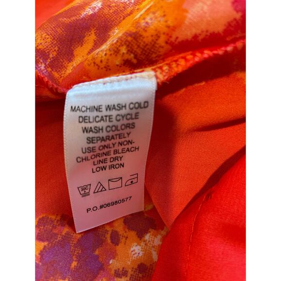 Roaman’s Blouse Top Pintucks Crochet Lace Button Detail Sz 14W Bell Sleeves Red - Picture 7 of 11